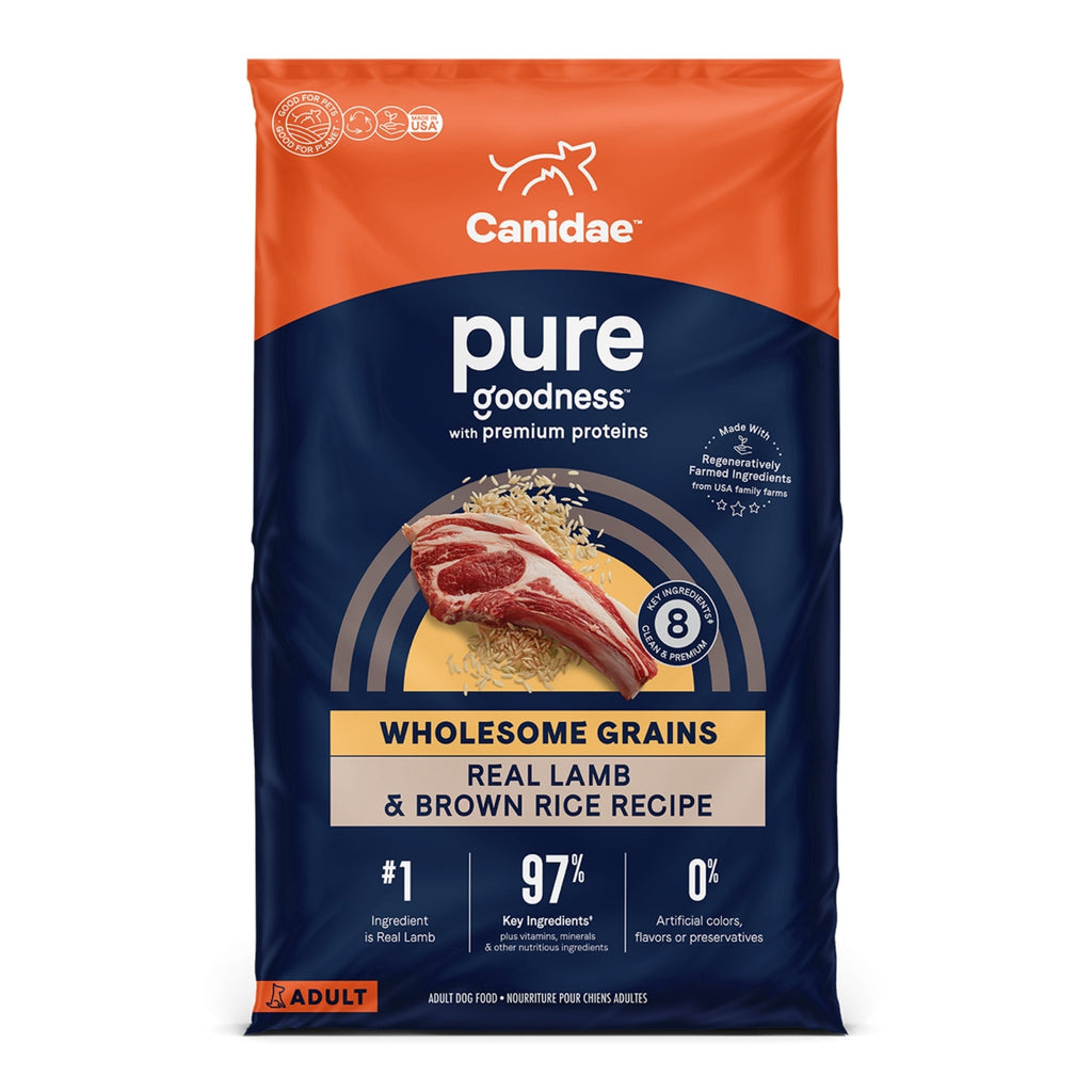 CANIDAE PURE Farm To Bowl  w/Wholesome Grains Dry Dog Food Lamb  Brown Rice, 1ea/22 lb