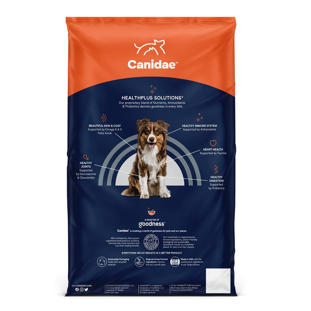 CANIDAE PURE Farm To Bowl  w/Wholesome Grains Dry Dog Food Beef  Barley, 1ea/22 lb