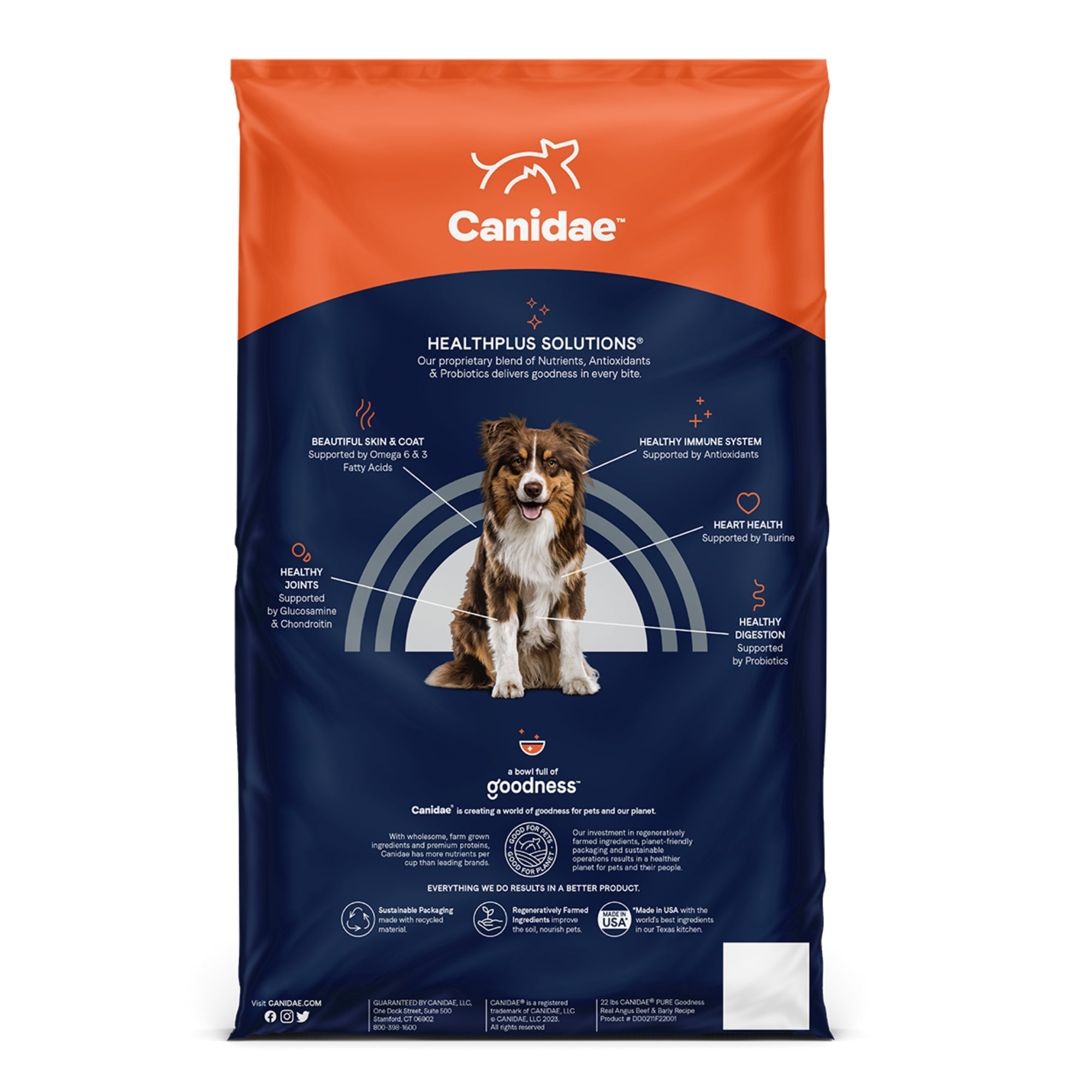 CANIDAE PURE Farm To Bowl  w/Wholesome Grains Dry Dog Food Beef  Barley, 1ea/22 lb
