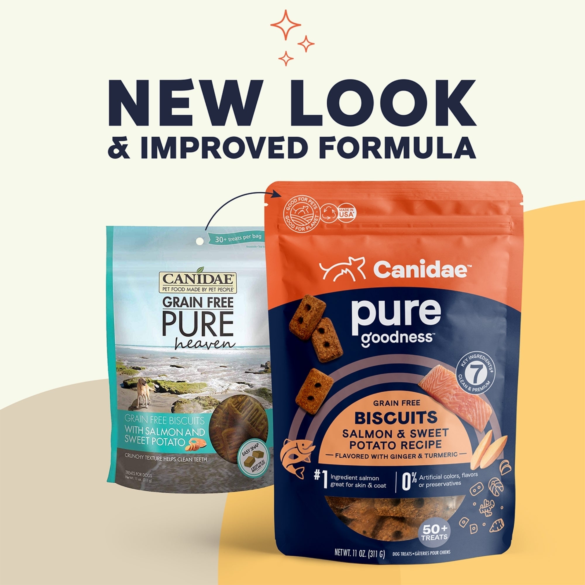 CANIDAE PURE Goodness GrainFree Biscuit Dog Treats Salmon  Sweet Potato, 1ea/11 oz