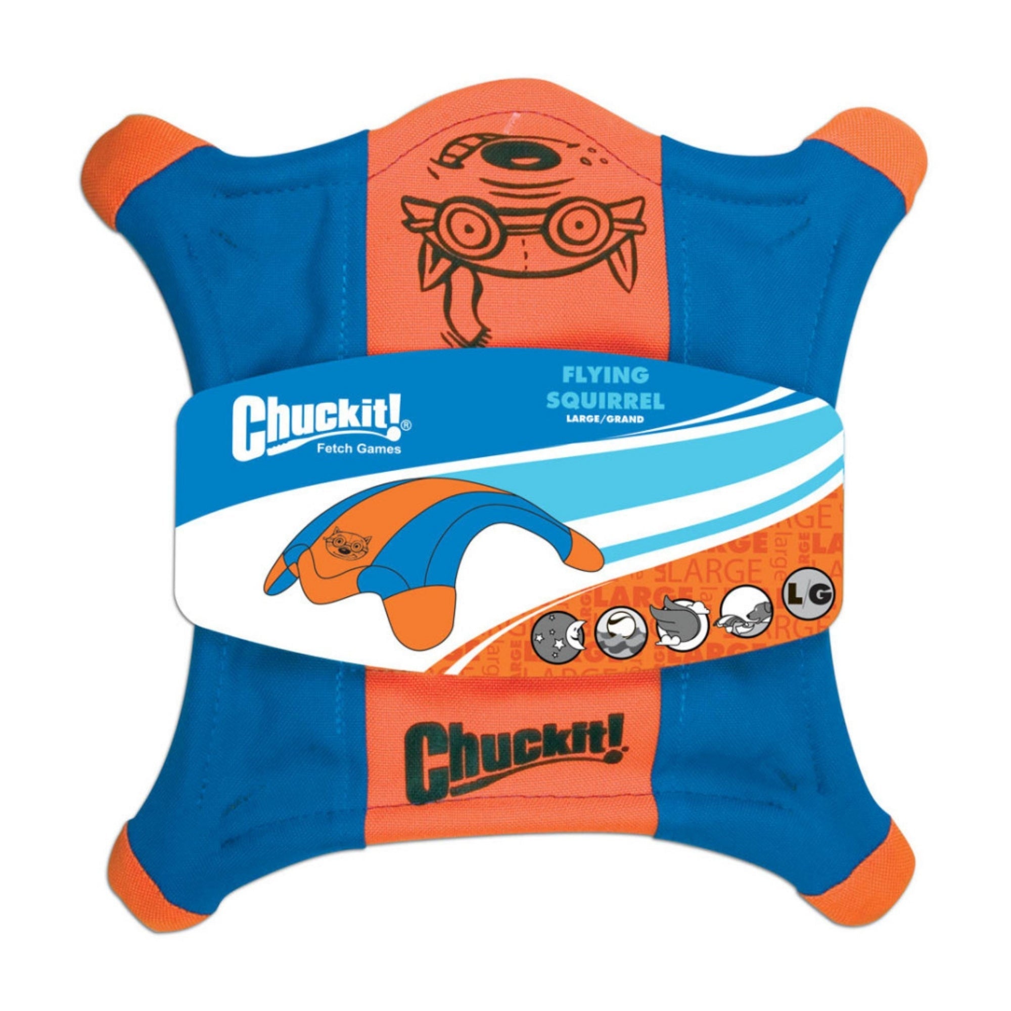 Chuckit! Flying Squirrel Dog Toy Blue/Orange LG