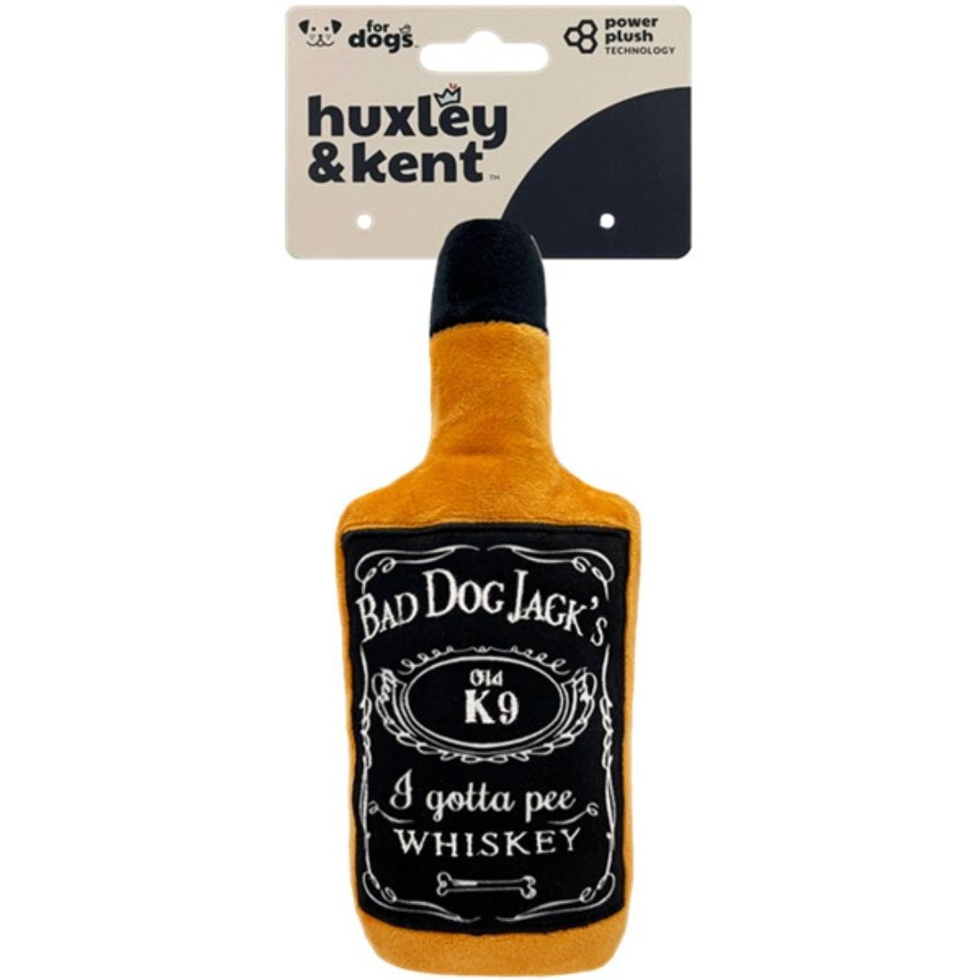 H&K Power Plush Dog Bad Dog Jack's Whisky Large Squeak Crinkle