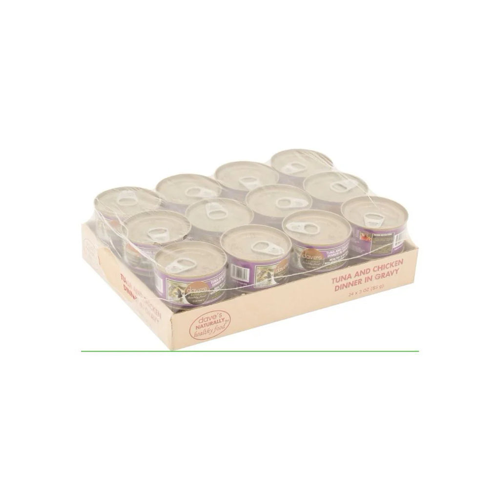 Daves Naturally Healthy Cat Food Tuna and Chicken Dinner In Gravy 3Oz (Case of 24)