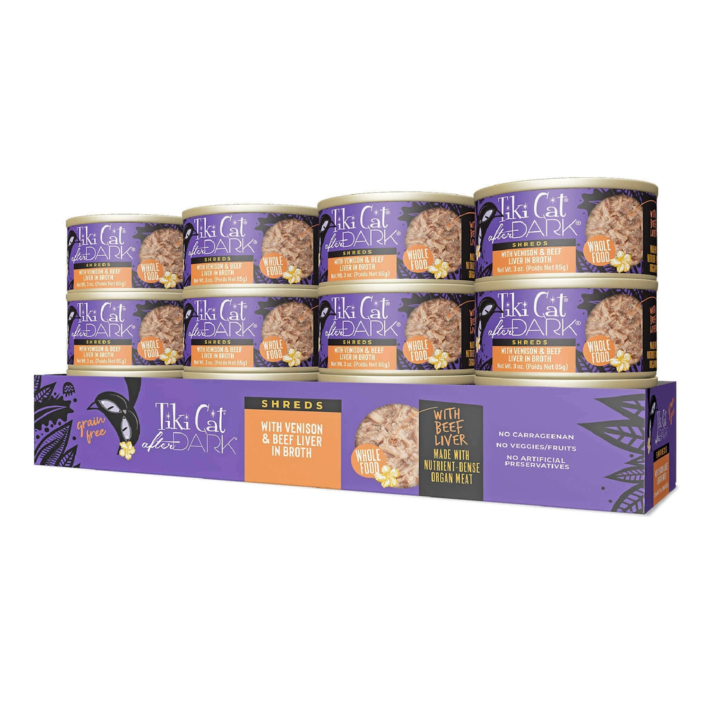 Tiki Pet Cat After Dark Shreds Venison & Beef Liver 3oz. (Case of 12)