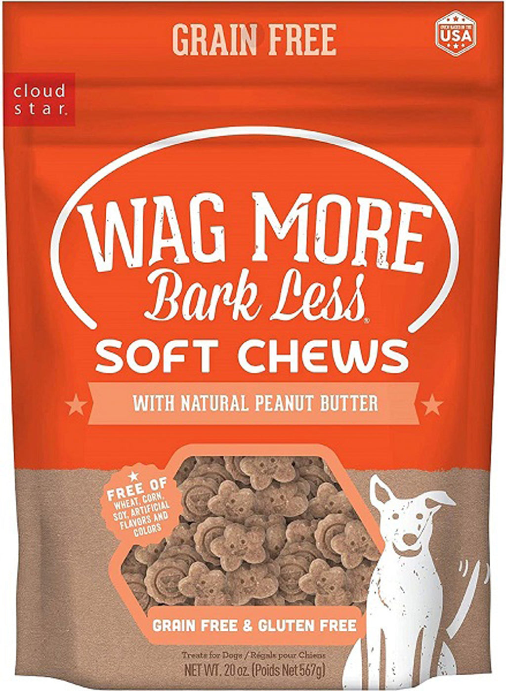 Cloud Star Wagmore Dog Grain Free Soft and Chewy Peanut Butter 20Oz