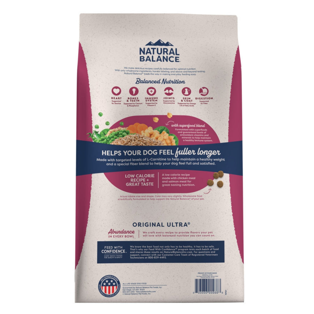 Natural Balance Pet Foods Original Ultra Fat Dogs Dry Dog Food Chicken Meal, Salmon Meal & Barley 11lb