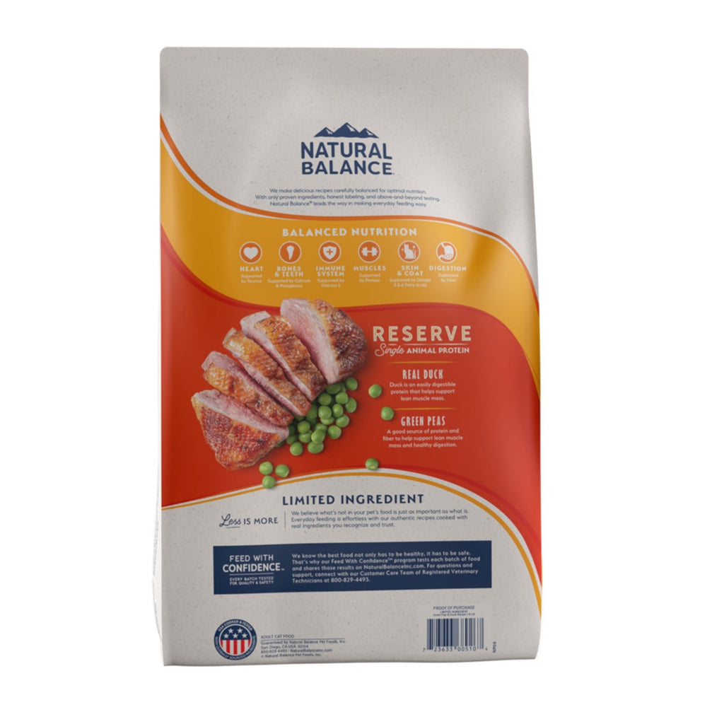 Natural Balance Pet Foods Limited Ingredient Reserve Grain Free Dry Cat Food Duck & Green Pea 4lb