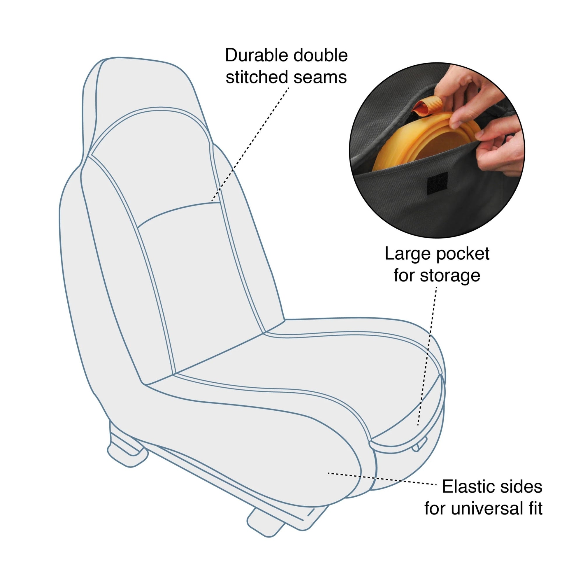 !KURGO D ROVR BKT SEAT CVR BK