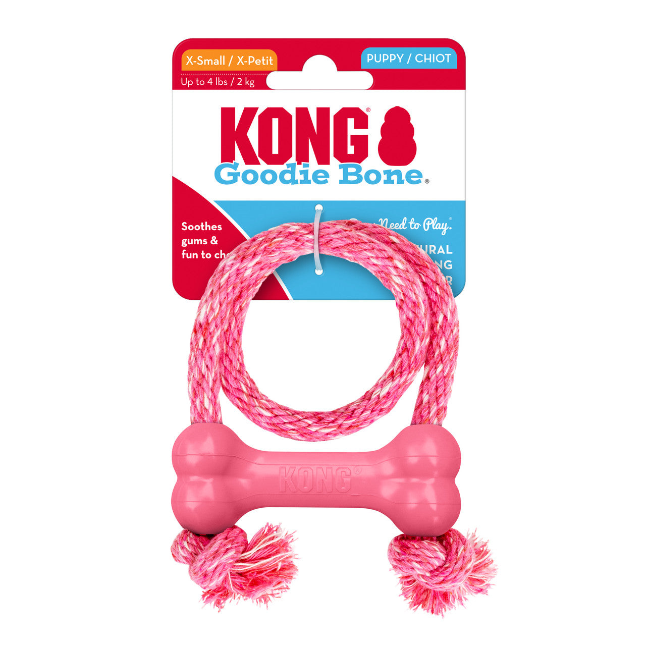KONG Puppy Goodie Bone w/ Rope Pink XSmall Up to 5 lbs