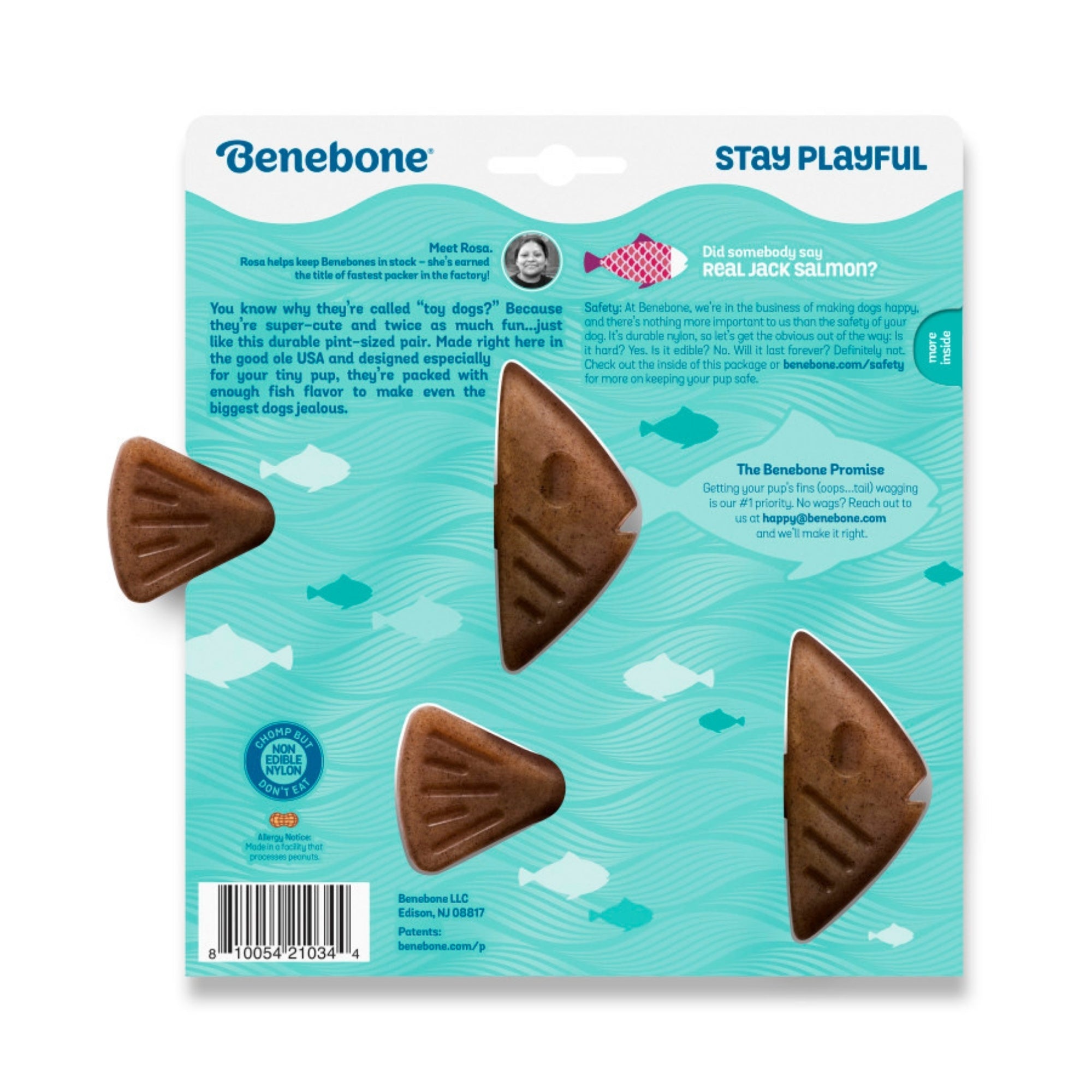 !Benebone Fishbone Dog Chew Toy Salmon, 1ea/XS|2 pk