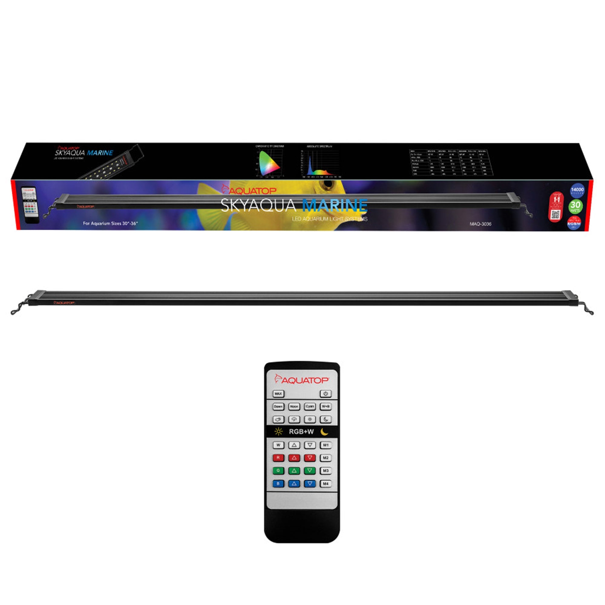 Aquatop SkyAqua Marine LED Light Fixture with IR Remote 30 watt 30-36 inch