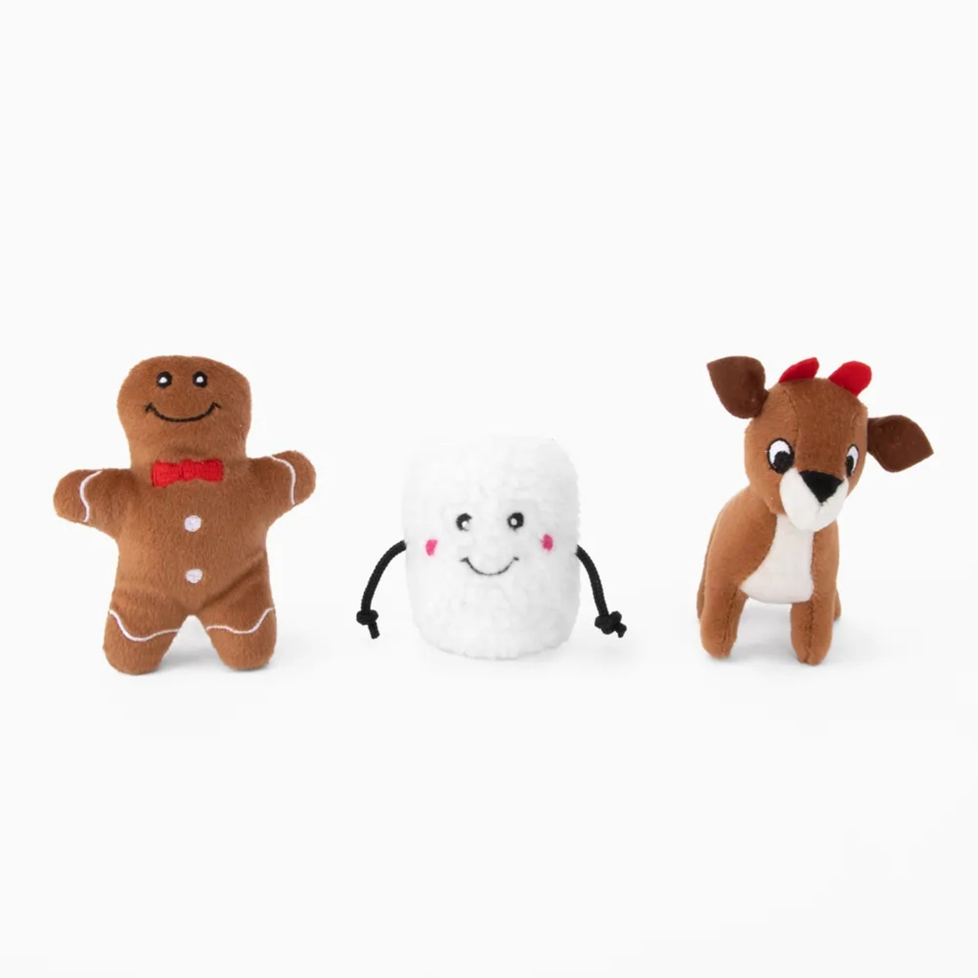 Zippypaws Holiday Miniz Santas Friends Red/White XSmall