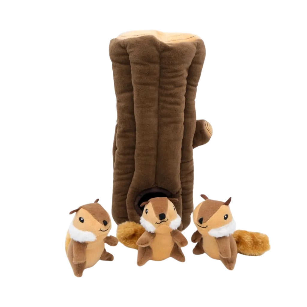 ZippyPaws Zippy Burrow Dog Toy Chipmunks Log, 1ea/XL