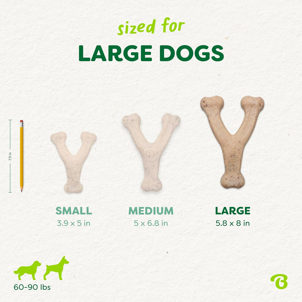 Benebone Green Plant-Based Real Bacon Wishbone Dog Chew Toy for Large Dogs Dog Bones for Moderate Chewers Made in USA