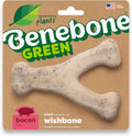 Benebone Green Plant-Based Real Bacon Wishbone Dog Chew Toy for Small Dogs Dog Bones for Moderate Chewers Made in USA