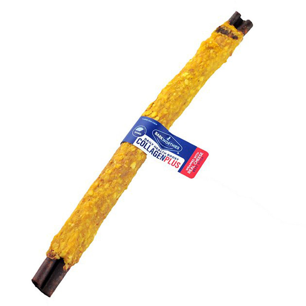 Barkworthies Collagen Stick Wrapped w/ Cheese Dog Treat 10ea/12 in