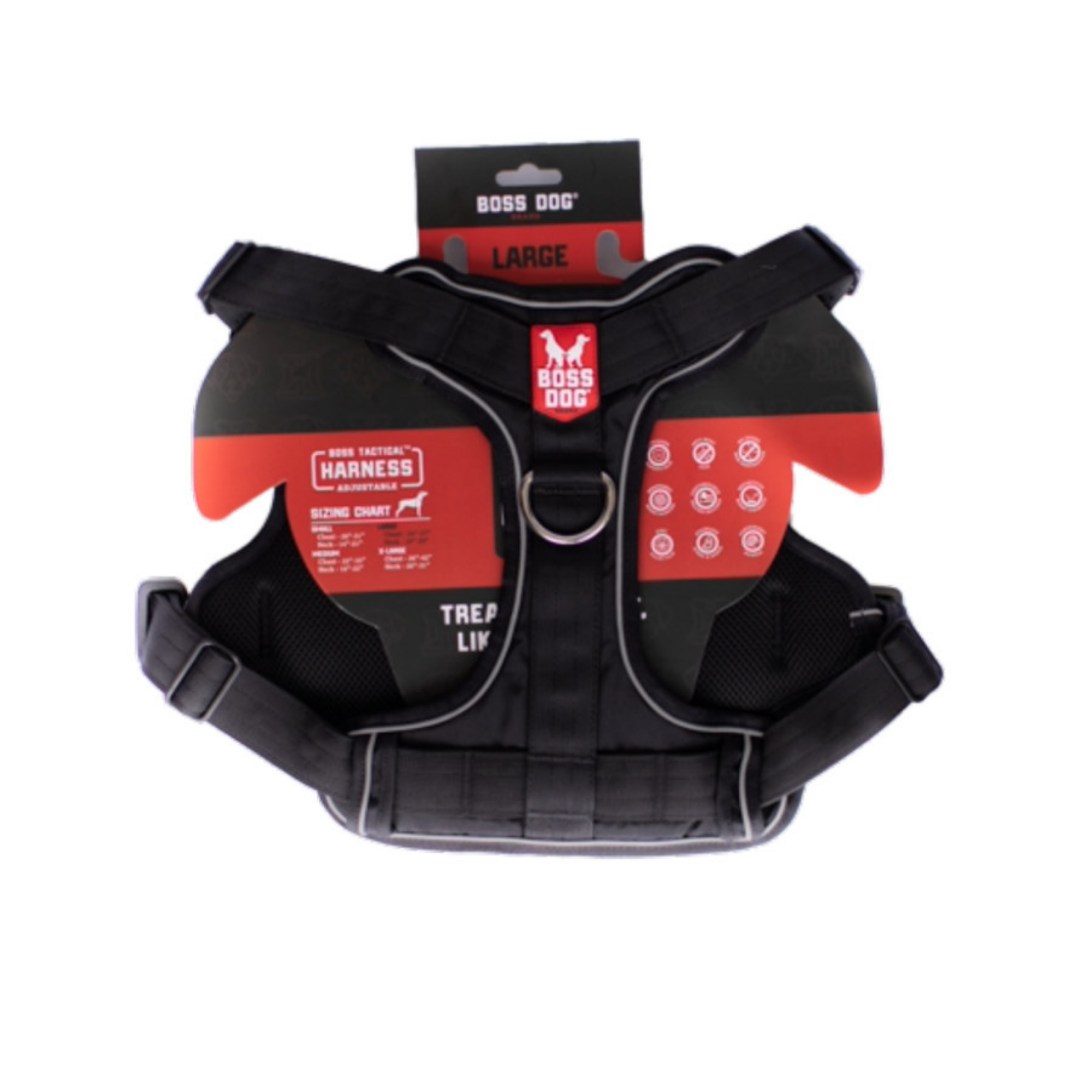 Boss Dog Tactical Dog Harness Black, 1ea/LG
