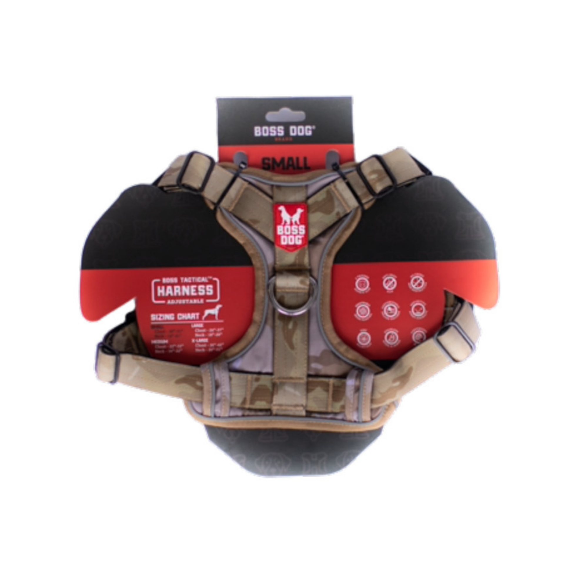 Boss Dog Tactical Dog Harness Tan Camo, 1ea/SM