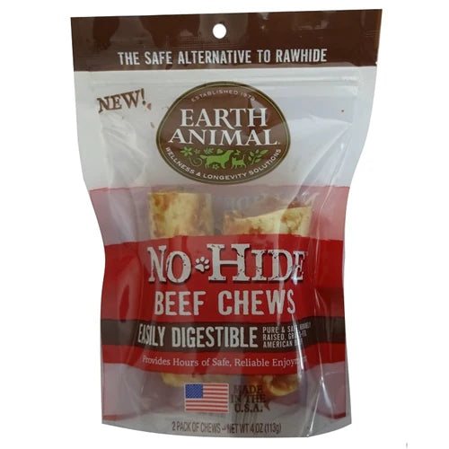 Earth Animal No Hide Chews Long Lasting Rawhide Free Small Dog Chews Rolls Beef - 2 Count