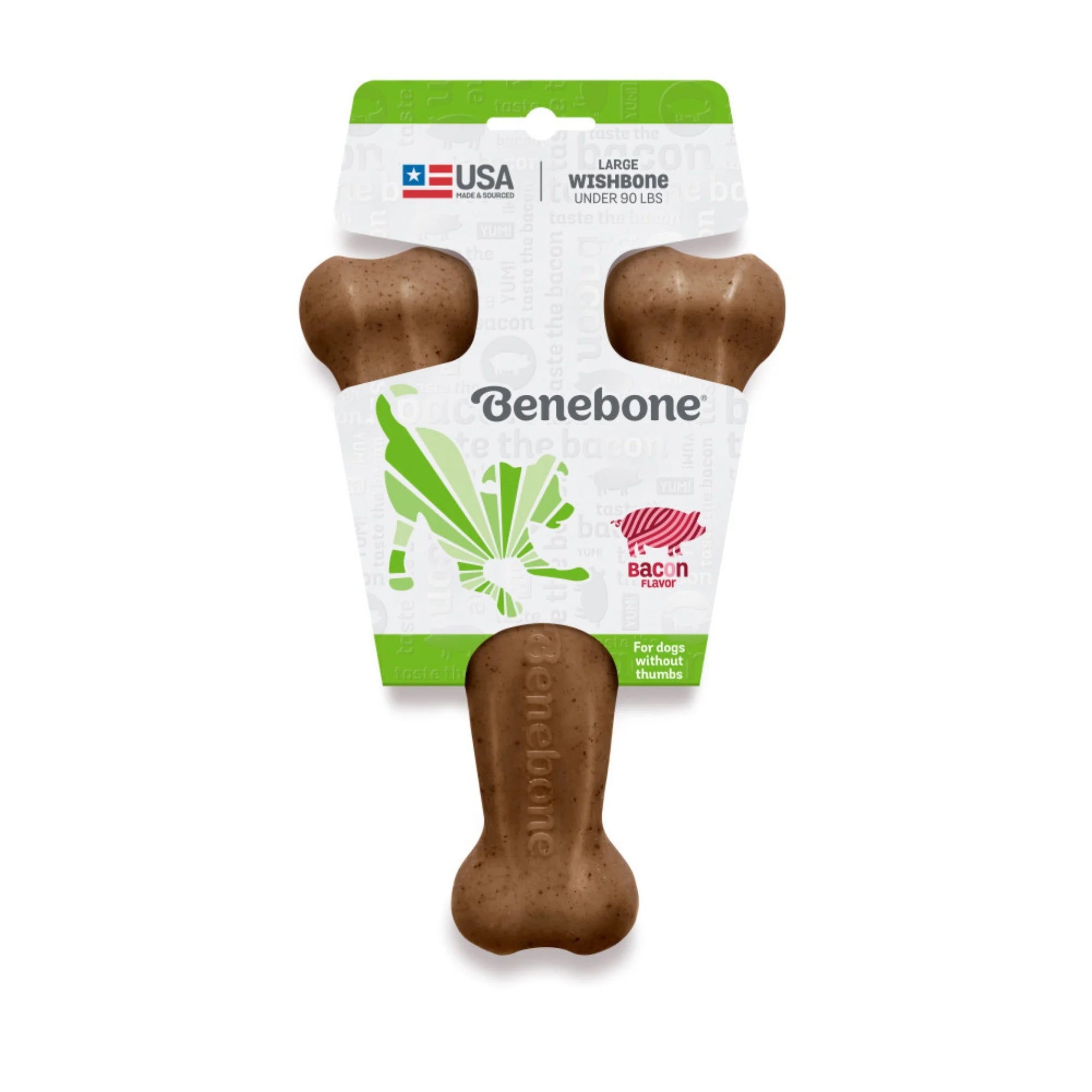 Benebone Wishbone Durable Dog Chew Toy for Aggressive Chewers Real Bacon