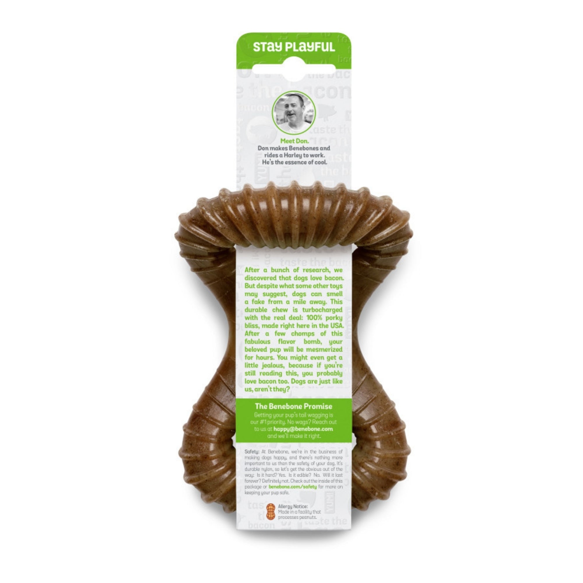 !Benebone Dental Chew Durable Dog Chew Toy Bacon, 1ea/SM