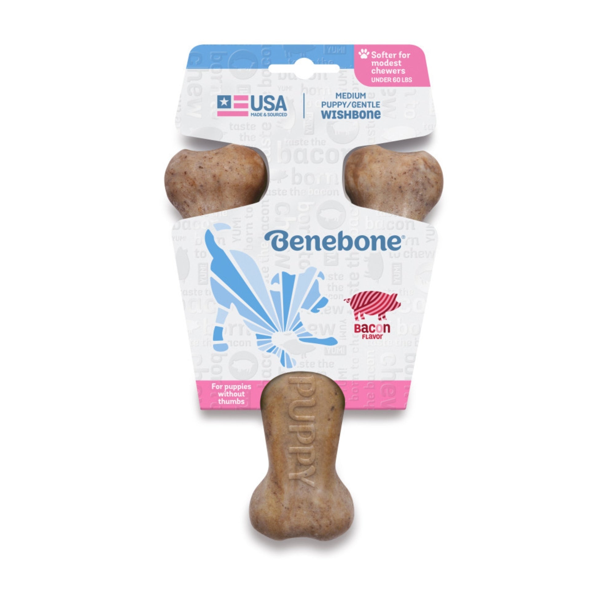 Benebone Dog Wishbone Chew Bacon Puppy Medium