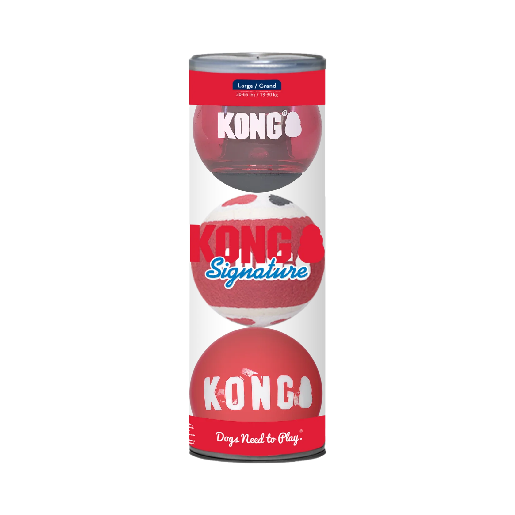 KONG Signature Ball Dog Toy Assorted Color Large, 3 pk