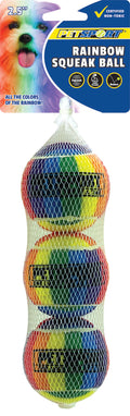 Petsport USA Rainbow Squeak Ball Dog Toy 2.5 in, 3 pk