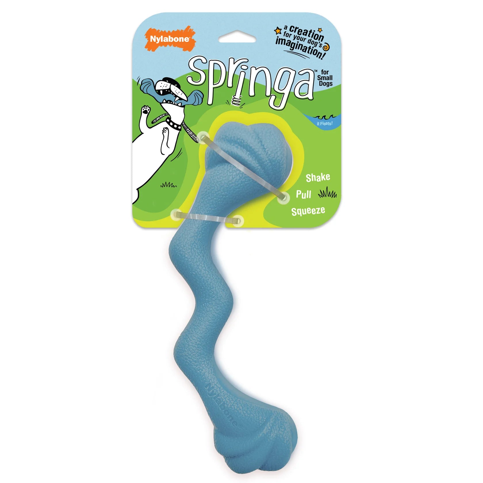 Nylabone Creative Play Springa Dog Pull Toy Blue Small/Regular - Up To 25 Ibs.