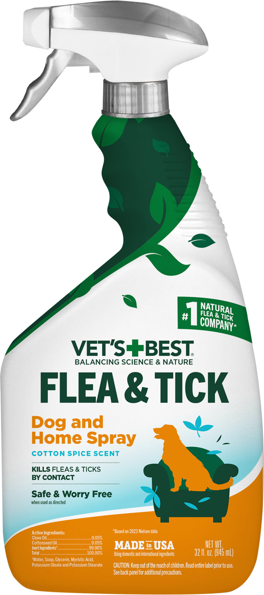 Best Flea & Tick Dog and Home Spray Cotton Spice Scent, 1ea/32 oz