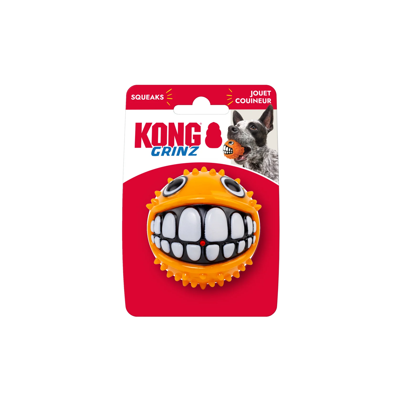 KONG Grinz Puffer Fish Dog Toy Orange Medium