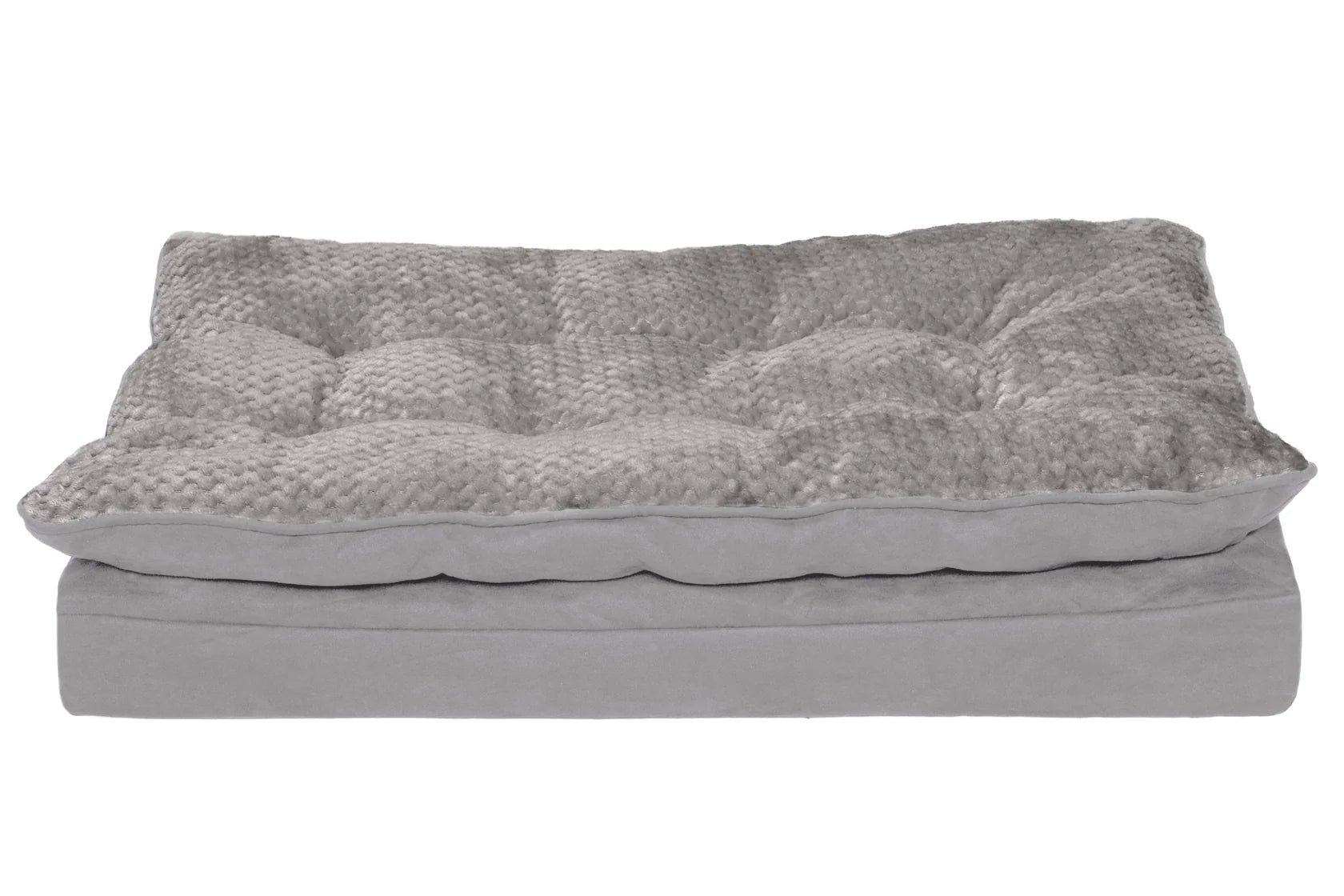 Fur Haven Pet Products Minky Faux Fur & Suede Pillow-Top Pet Bed Titanium Gray Medium
